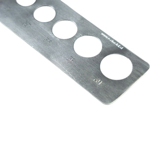 Calibrador Regla Metálico Ciruela 5 calibres 27 a 39mm